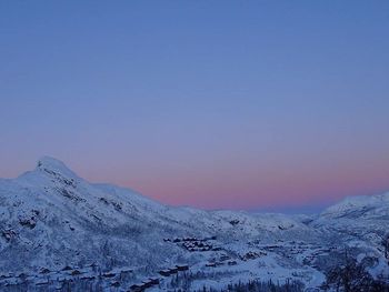 Scenic view of snow covered mountains