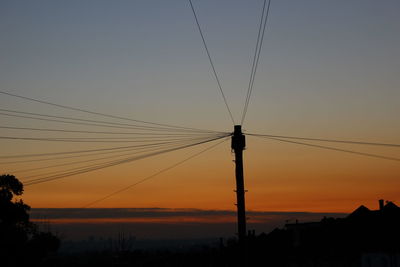 Low angle view of electricity pylon against sky