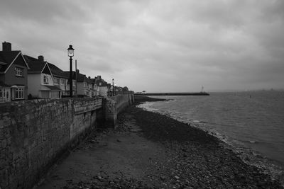 Scenic view of beach by sea against sky