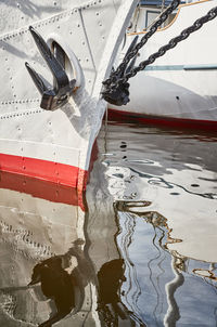 High angle view of sailboats moored in sea