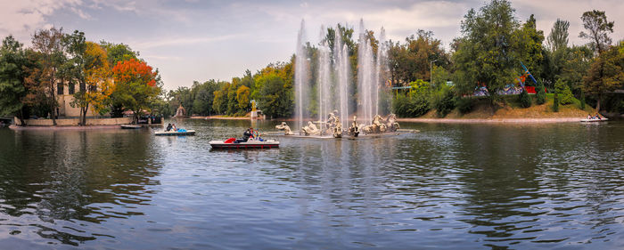 Fountain amidst lake