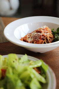 Close-up of meal served in bowl