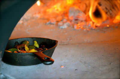 Close-up of food on barbecue grill