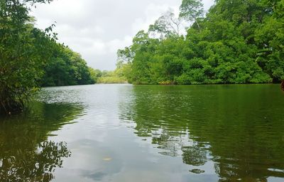 Scenic view of lake against sky