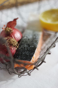 Close-up of food on table