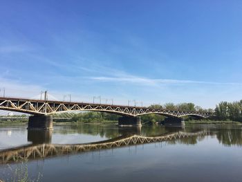 Bridge over river against blue sky