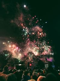 Firework display at night