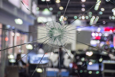 Close-up of broken window