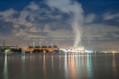 Scenic view of sea against sky at night