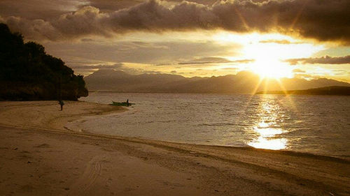 Scenic view of sunset over sea