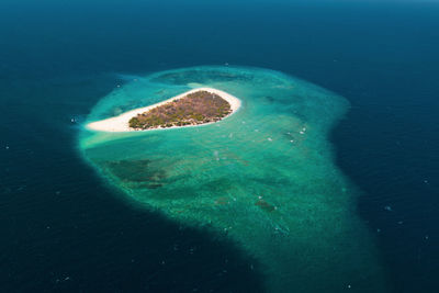 High angle view of blue sea