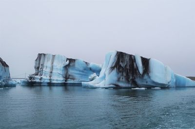 Scenic view of frozen sea against clear sky