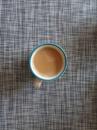 High angle view of coffee on table