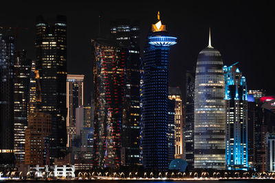 West bay doha skyline at night, qatar, middle east.