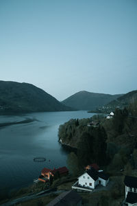 Scenic view of lake against clear sky