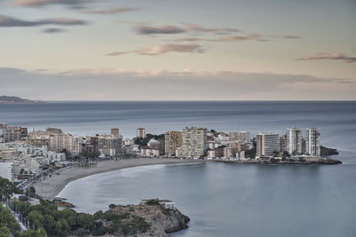 Mediterranean city view of summer buildings on the sea