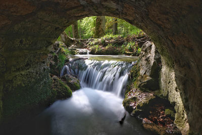 Scenic view of waterfall