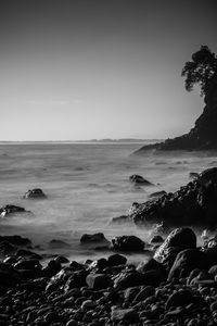 Scenic view of sea against clear sky