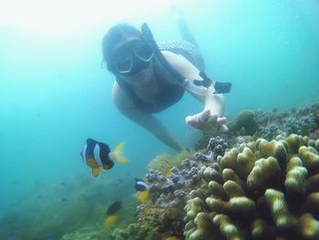 Man swimming in sea