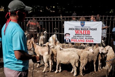 View of people with text against fence