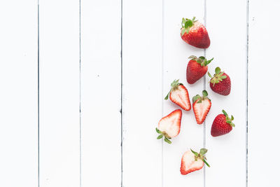 High angle view of fruits on table