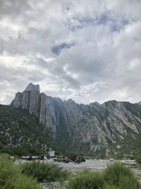 Scenic view of rocky mountains against sky