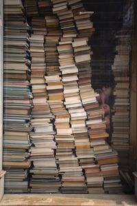 Stack of books in bookstore