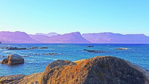 Scenic view of sea against clear sky