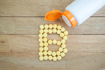 High angle view of eggs in container on table