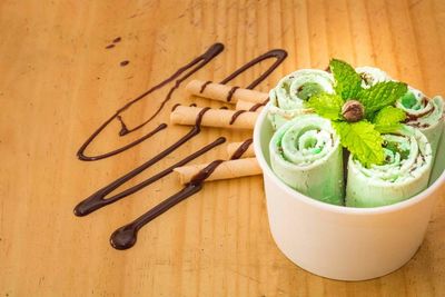 Close-up of food on table