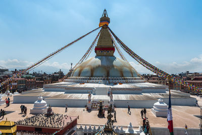 People at boudha stupa, one of the largest stupas in the world in the city of kathmandu in nepal