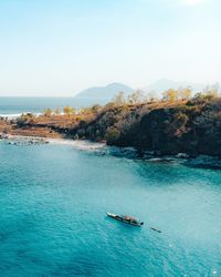 Scenic view of sea against clear sky