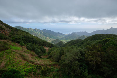 Anaga mountains with port - tenerife at background , canary islands, spain