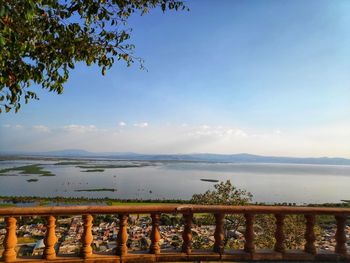 Scenic view of lagoon against sky