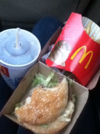 High angle view of food on table