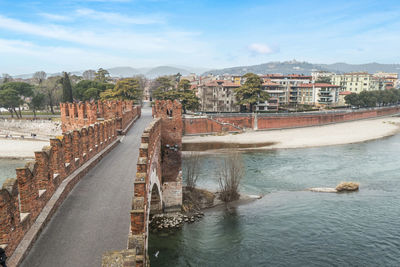 The adige river and the panorama of verona seen from the castelvecchio bridge