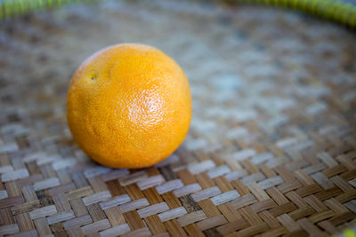 High angle view of orange on table