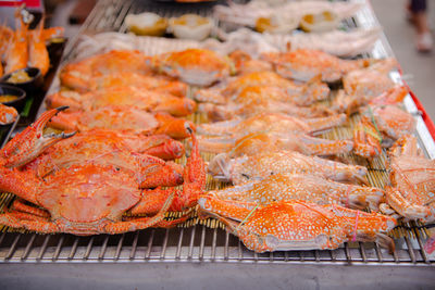 High angle view of meat for sale at market