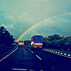 Road seen through car windshield