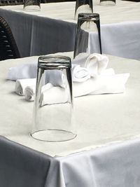 Close-up of glasses on table