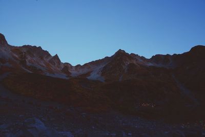 Scenic view of mountains against clear sky