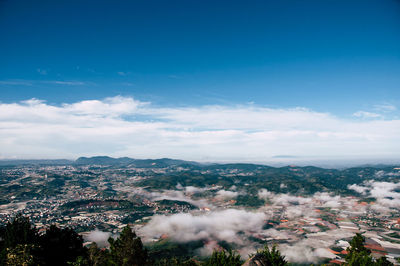 High angle view of townscape against sky