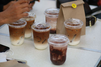 Close-up of coffee served on table