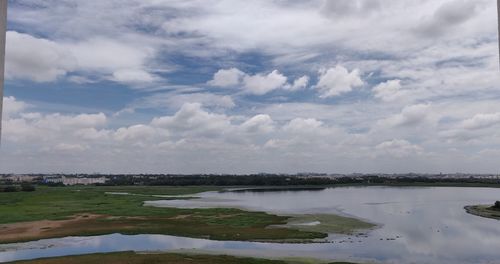 Scenic view of lake against sky