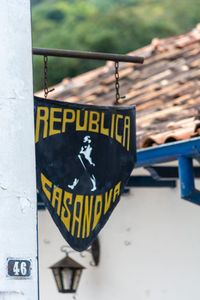 Information sign on metal