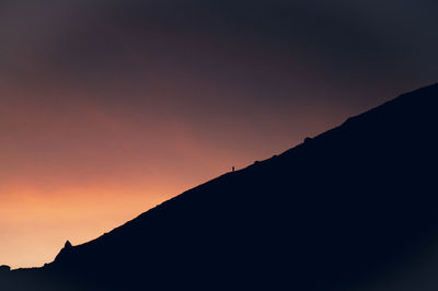 Scenic view of mountains against sky during sunset