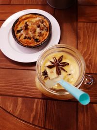 High angle view of food in glass on table