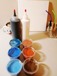 Close-up of bottles on table