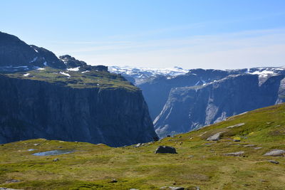 Scenic view of mountains against sky