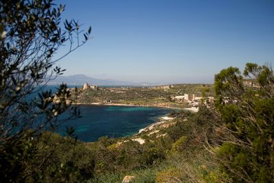 Scenic view of sea against clear sky